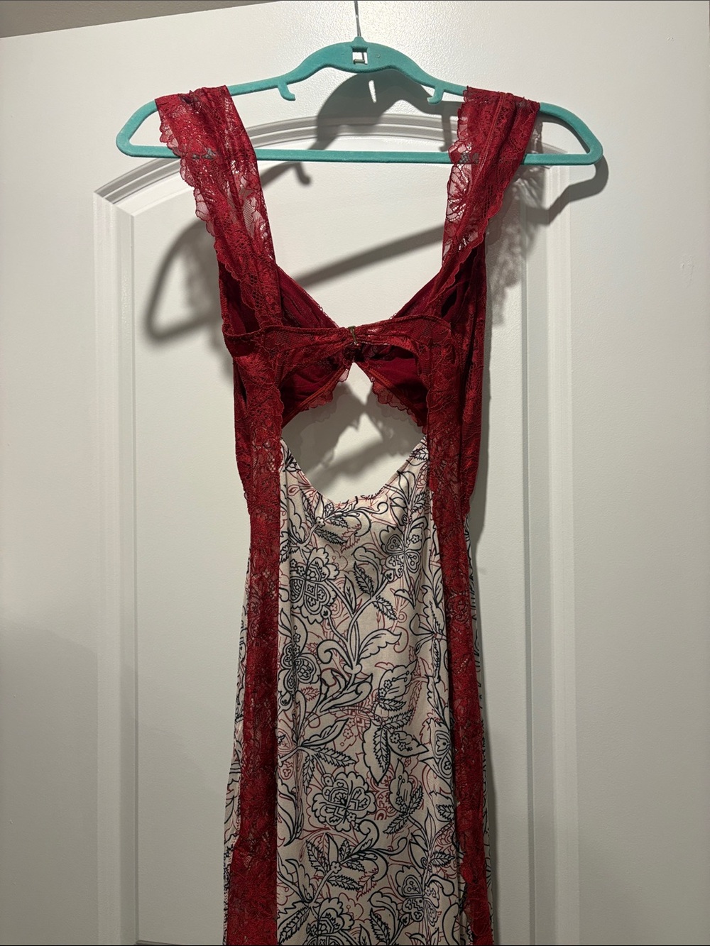 Free People Red suddenly fine Lace-Trim Floral sheer Slip Dress - Picture 4 of 9
